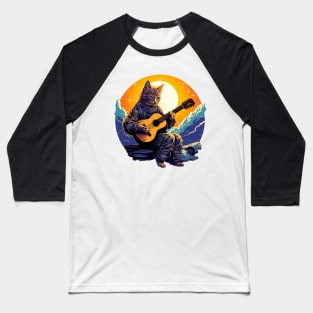 Cat Playing Guitar Funny Cat With Guitar Cute Cat Guitar Baseball T-Shirt